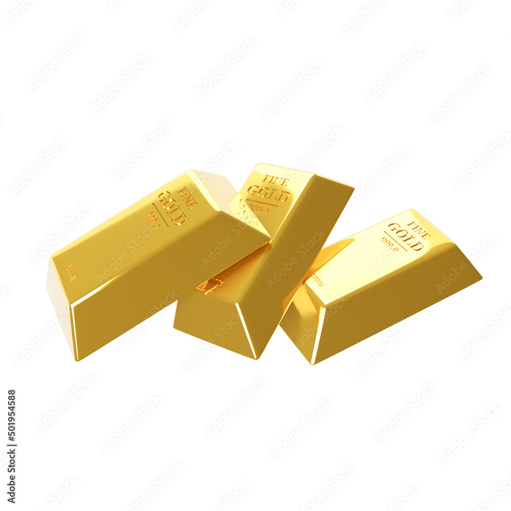Gold bars. Money saving concept. Investing in gold. 3D Illustration. Gold bars. Money saving concept. Investing in gold. 3D Illustration.