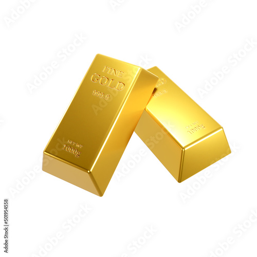Gold bars. Money saving concept. Investing in gold. 3D Illustration.