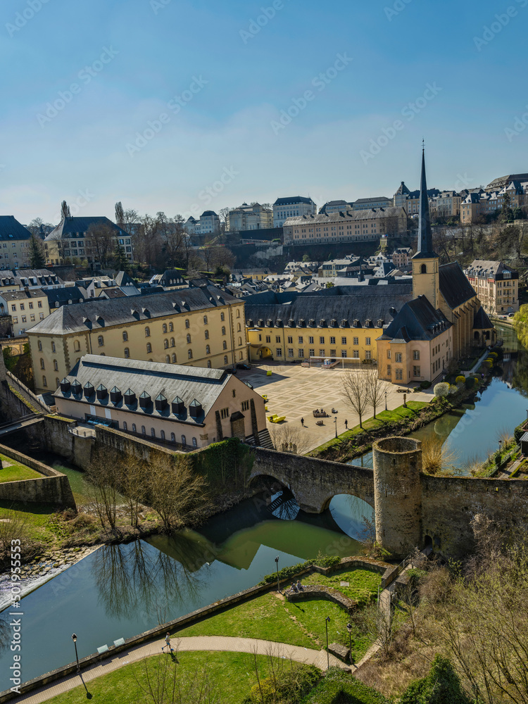 Luxembourg old town on River Alzette from above