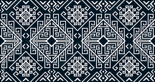 Abstract ethnic geometric print pattern design repeating background texture in black and white. EP.5
