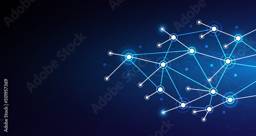 Blue vector background with rings, light lines. Futuristic technology style decoration design with triangular structure.EP.4