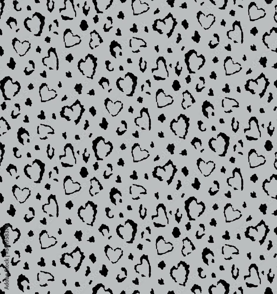 Naklejka premium Seamless leopard heart pattern, animal print.