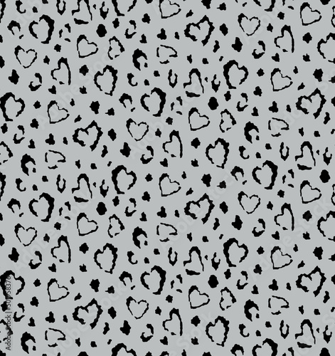 Seamless leopard heart pattern  animal print.
