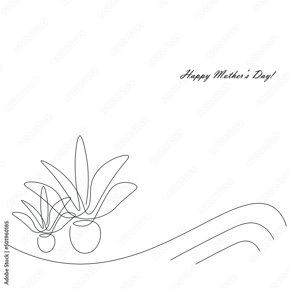 Happy mothers day card line drawing vector illustration Happy mothers day card line drawing vector illustration
