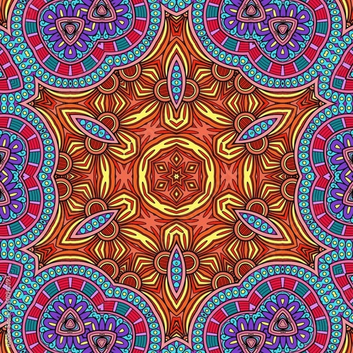 Colorful Mandala Flowers Pattern Boho Symmetrical 537
