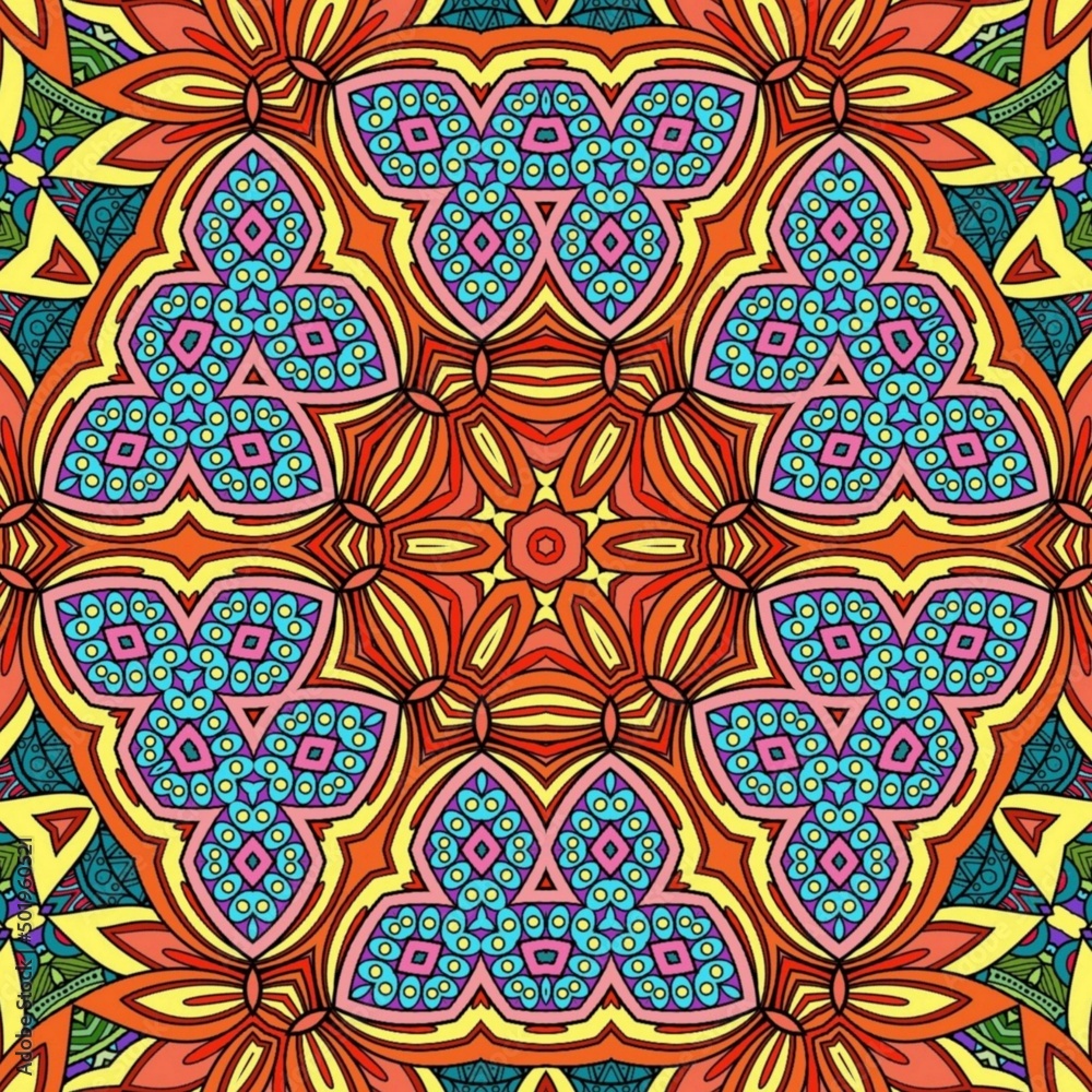 Colorful Mandala Flowers Pattern Boho Symmetrical 393 Colorful Mandala Flowers Pattern Boho Symmetrical 393