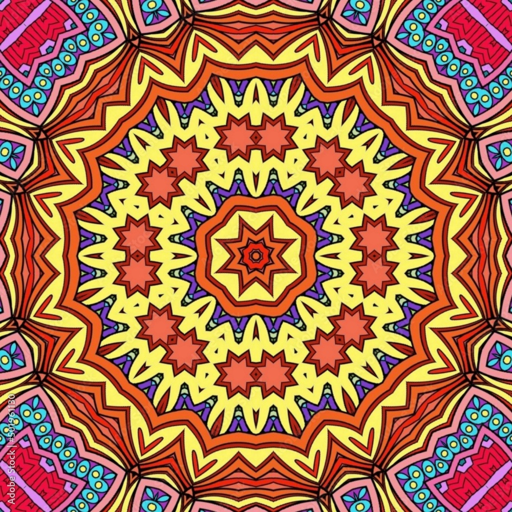 Colorful Mandala Flowers Pattern Boho Symmetrical 177 Colorful Mandala Flowers Pattern Boho Symmetrical 177