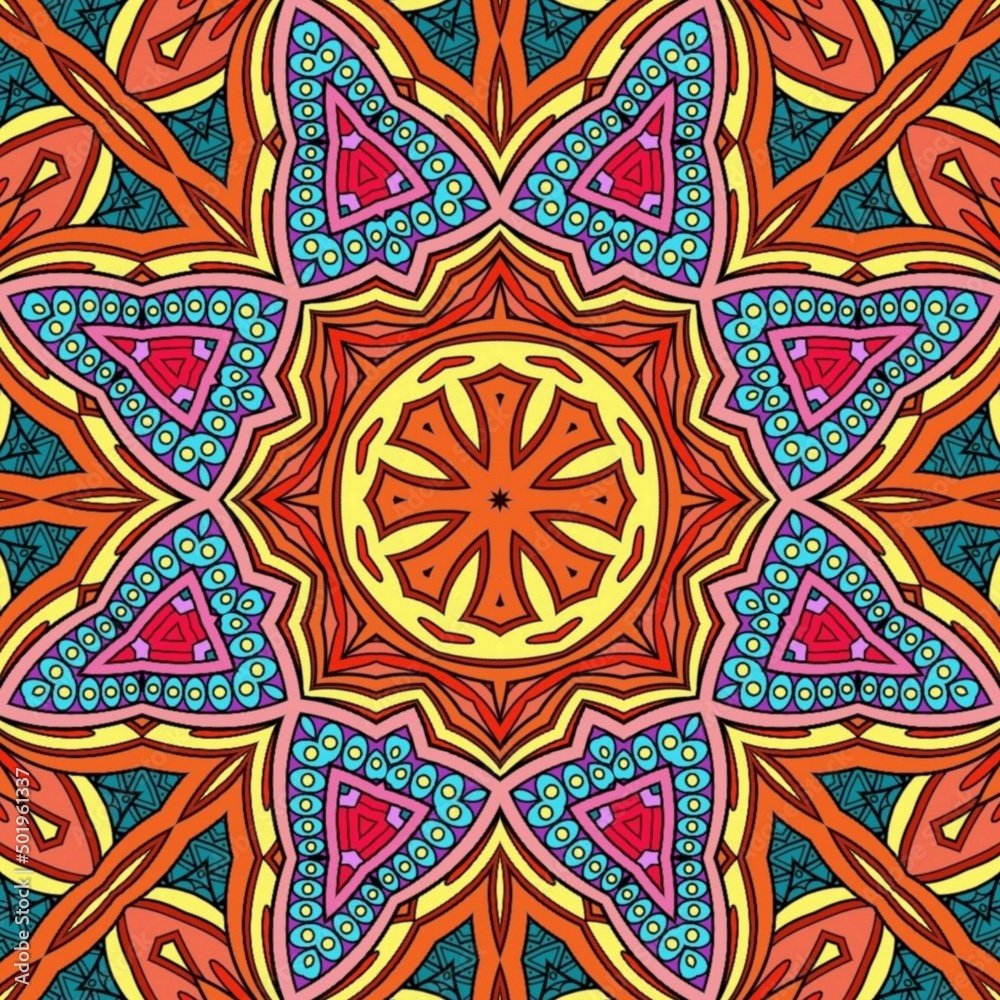 Colorful Mandala Flowers Pattern Boho Symmetrical 106 Colorful Mandala Flowers Pattern Boho Symmetrical 106