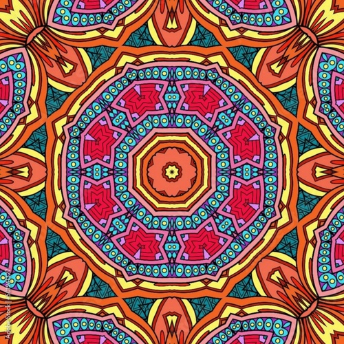 Colorful Mandala Flowers Pattern Boho Symmetrical 110