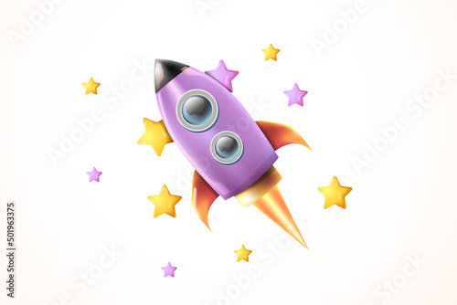 3d render illustration rocket success 3d