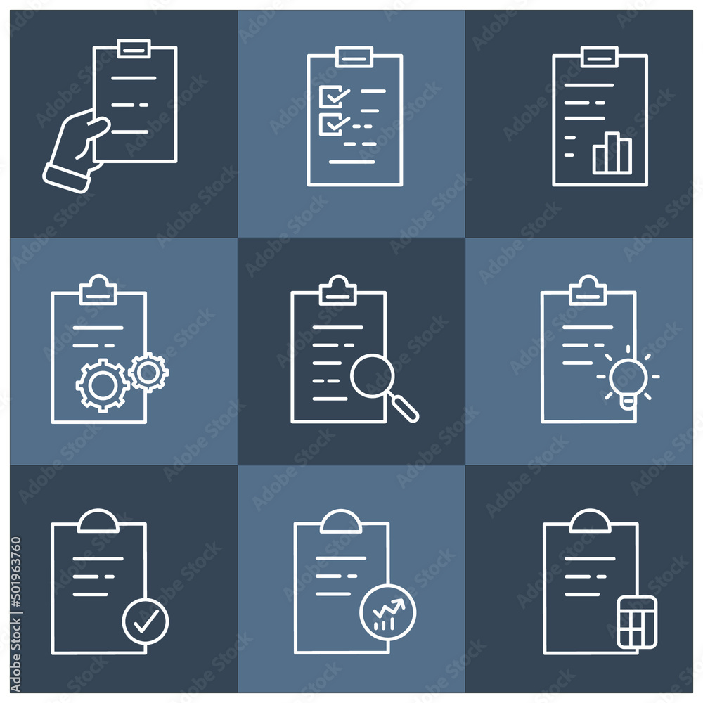 Clipboard icons set . Clipboard pack symbol vector elements for infographic web