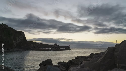 Timelapse - Noyo Harbor Clouds Ocean Golden Hour, Fort Bragg, CA photo