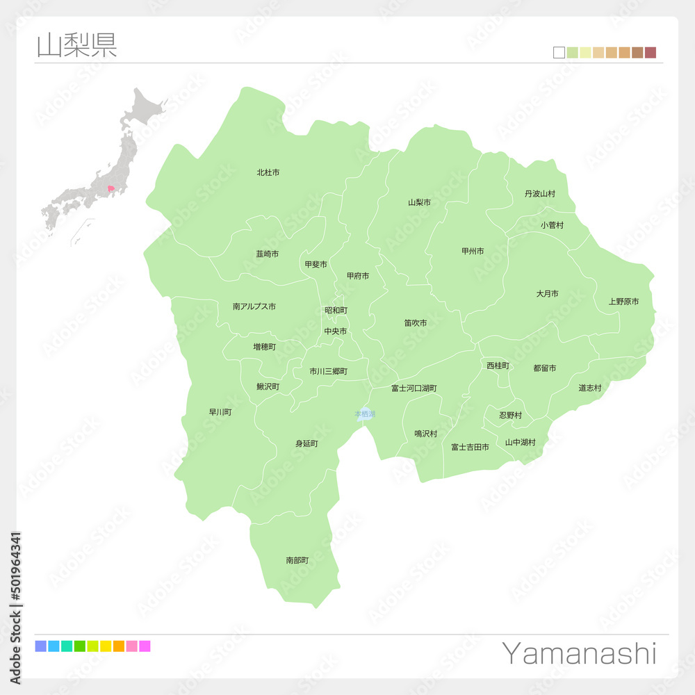 山梨県の地図・Yamanashi Map