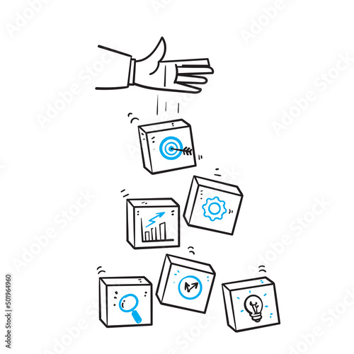 hand drawn doodle Objective for business as successful target related icon illustration