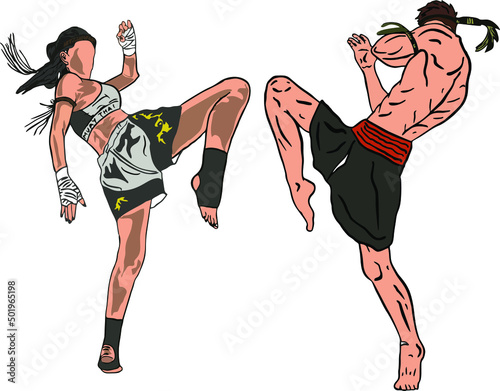 illustration of Muaythai Vector design modern