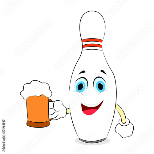 Vector illustration of a bowling pin with beer