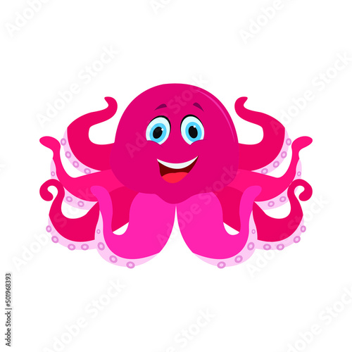 Vector illustration of cute octopus cartoon on white background