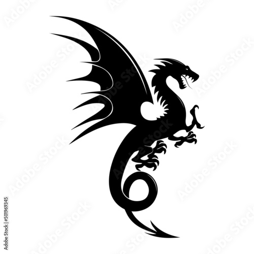 Black dragon tribal tattoo vector illustration ©  GraphicsNinja