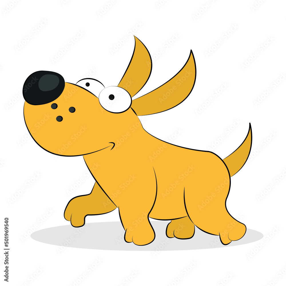 Cartoon dog walking with smiling illustration Cartoon dog walking with smiling illustration