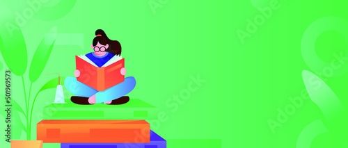 Reading character flat vector concept operation illustration

