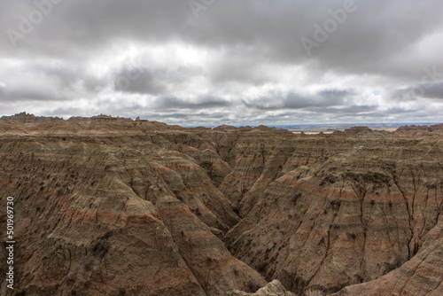 A canyon makes for a dramatic landscape at Badlands National Park in South Dakota