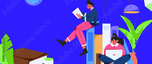 Reading character flat vector concept operation illustration
