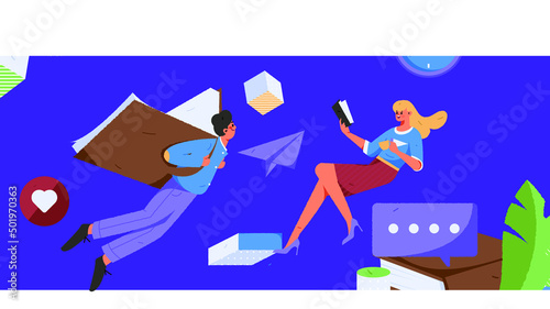 Reading character flat vector concept operation illustration
