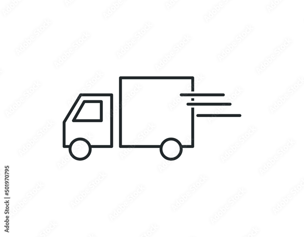 Fast shipping delivery truck flat vector icon for apps and websites