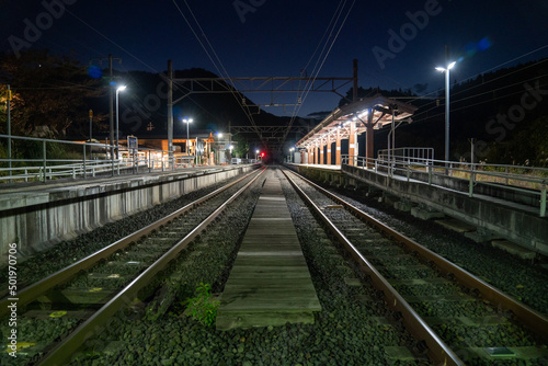 Wallpaper Mural 線路 夜 在来線 田舎 駅 無人駅 Torontodigital.ca
