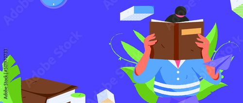 Reading character flat vector concept operation illustration
