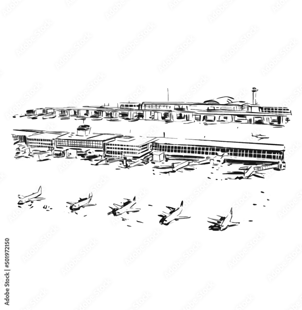 Sketch of the airport hand draw Stock Vector Adobe Stock