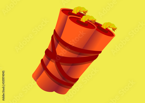 dynamite bomb with burning fuse