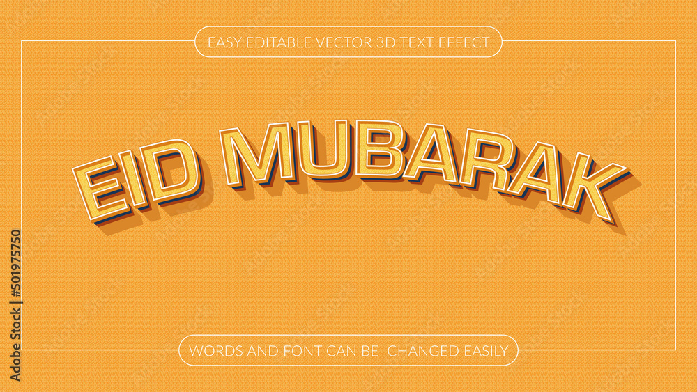 Fototapeta premium Eid mubarak 3d text effect with islamic 3d editable text effect