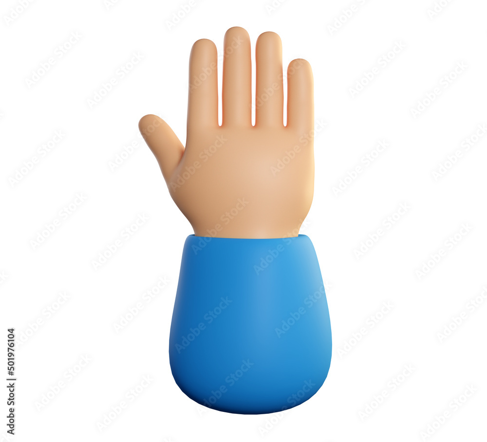 Human hand palm. Five fingers gesture. Welcome, hello, greeting or goodwill concept. Realistic 3d high quality render isolated on white background. Human hand palm. Five fingers gesture. Welcome, hello, greeting or goodwill concept. Realistic 3d high quality render isolated on white background.