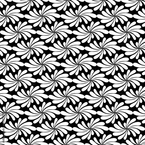 black and white repetitive background with abstract flowers. floral seamless pattern. vector illustration. fabric swatch. wrapping paper. continuous print. design template for home decor, textile © aghidel