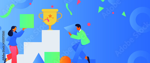 Internet workers collaborating with each other vector concept illustration
