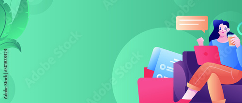 Internet workers collaborating with each other vector concept illustration
