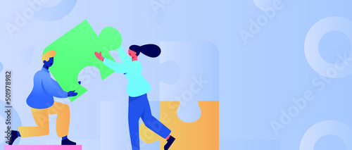 Internet workers collaborating with each other vector concept illustration
