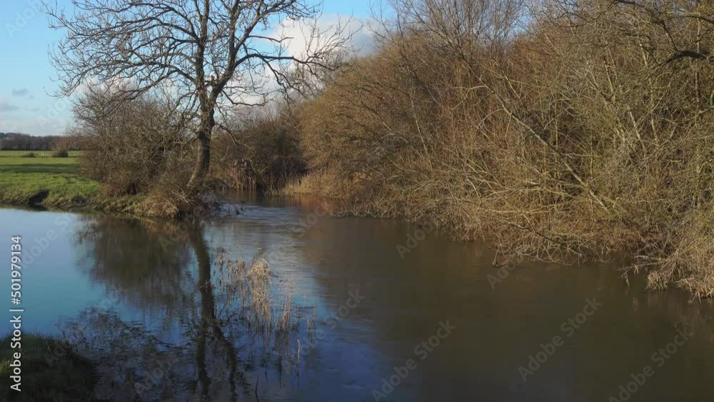 The Cherwell valley. Oxfordshire UK Winter sunshine and bare trees The Cherwell valley. Oxfordshire UK Winter sunshine and bare trees