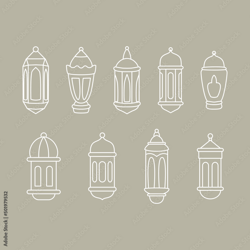 Islamic lantern doodle illustration collection Islamic lantern doodle illustration collection