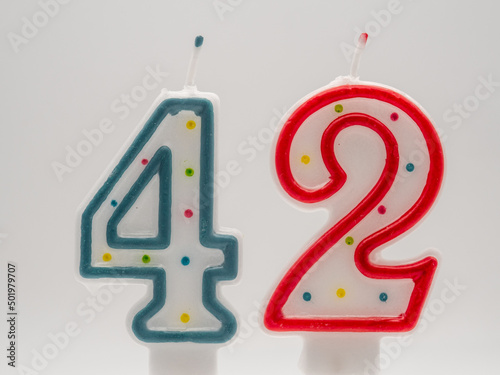 Birthday candles - numbers on a white background