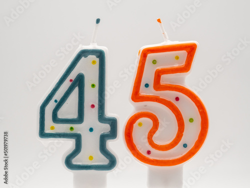 Birthday candles - numbers on a white background