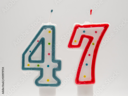 Birthday candles - numbers on a white background