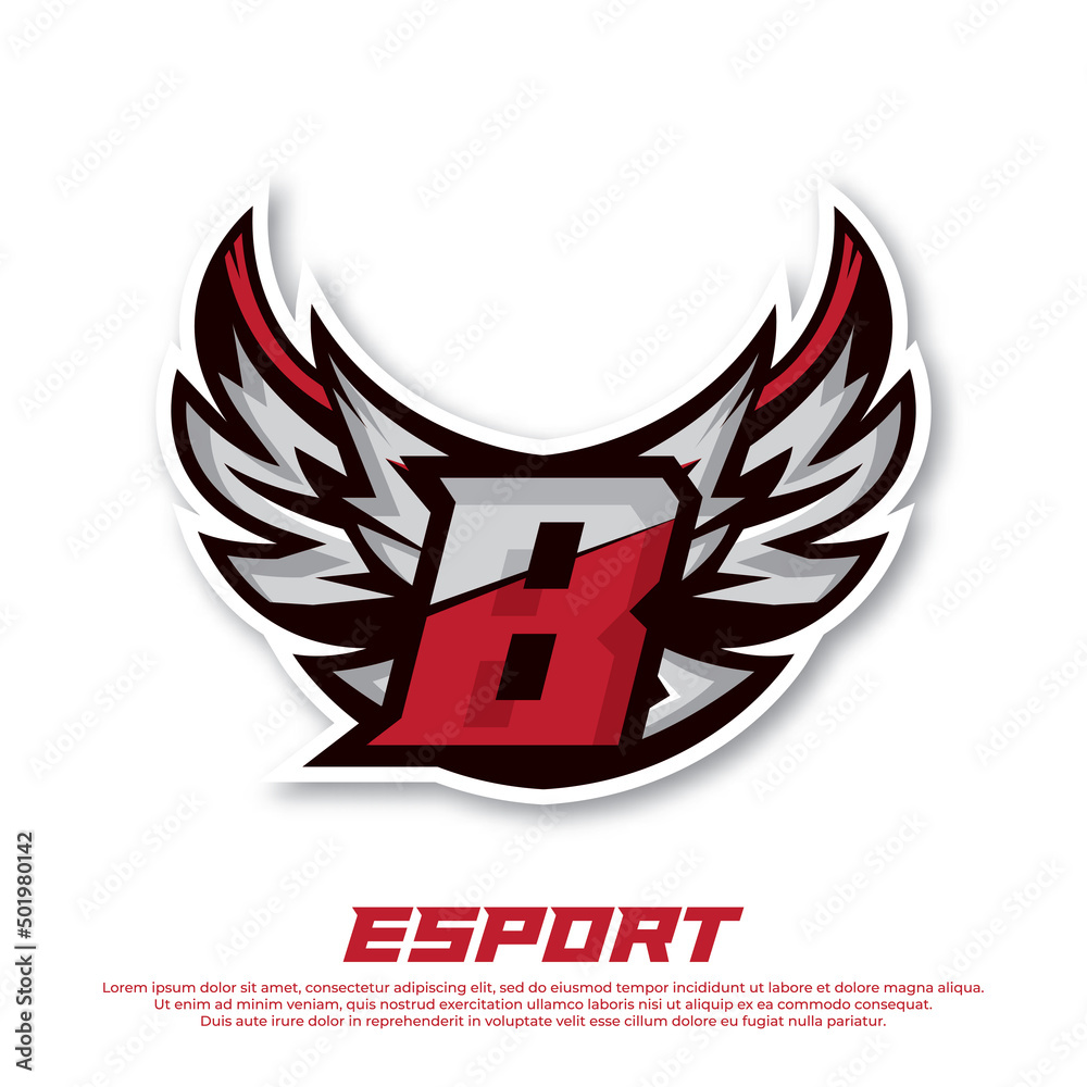 Eagle Wing Esport Logo Letter B Design Template, Bird Esport Logo ...