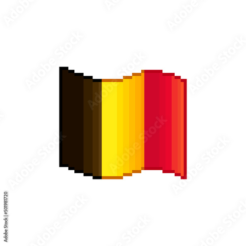colorful simple vector flat pixel art illustration of flowing flag of Belgium