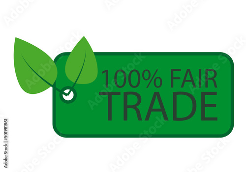 Etiqueta con hojas verdes de comercio libre. 
