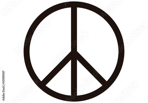 Icono de paz de color negro en fondo blanco. 