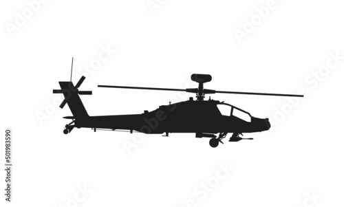 ah-64 apache attack helicopter icon. us army symbol. isolated vector image for military infographics and web design photo