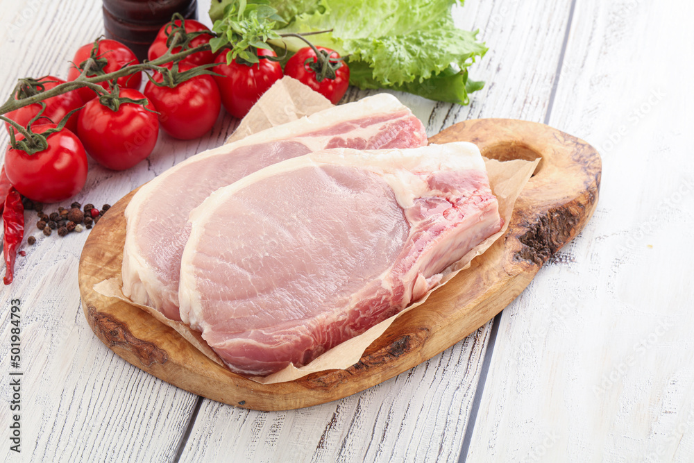 Raw pork t-bone steak for grill Raw pork t-bone steak for grill