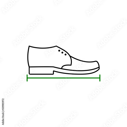 Shoe size with line segment. Isolated vector illustration on white background.